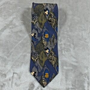 Vintage Mickey Inc Tie Mens 57.5x3.75 Blue Abstract Mickey Mouse Disney Silk
